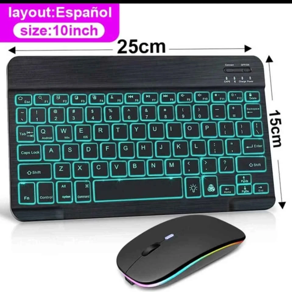 10Inch Mini Wireless Keyboard And Mouse RGB Blueto...