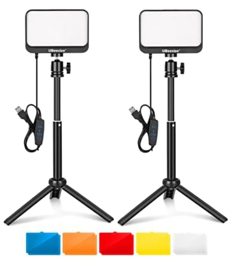 Pack of 2LED Video Light Dimmable Camera Light with Adjustable Tripod and Color 