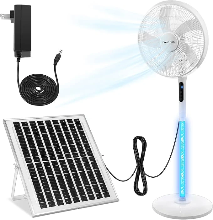 Blosssound Solar Rechargeable Floor Standing Fan w...