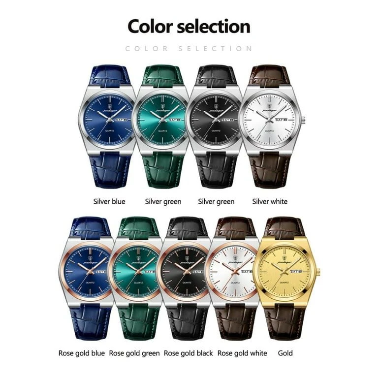 POEDAGAR Men's Fashion Leather Quartz Watch, Luxury Quartz Wristwatches, Waterpr