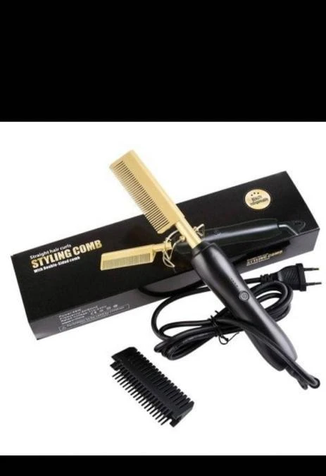Hot Comb Hair Straightener Electric Straightening Comb, Fast Heating Premium Gol