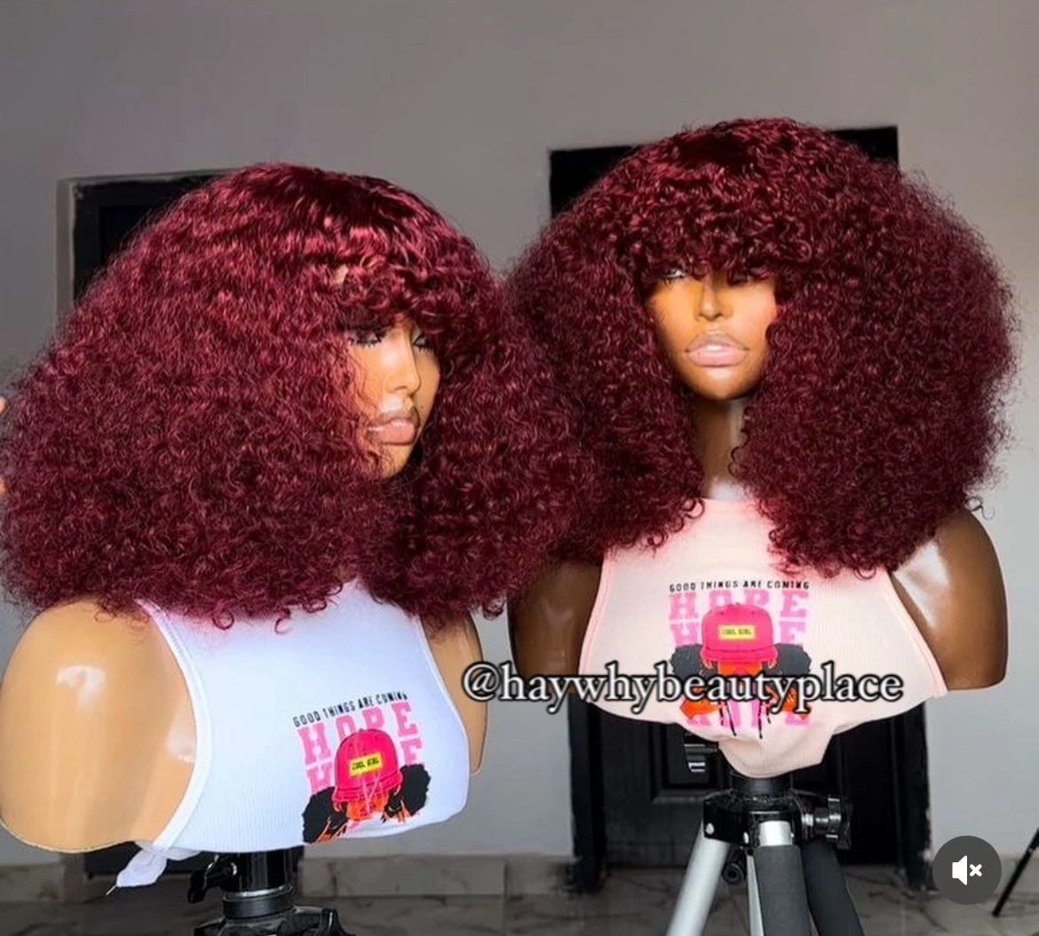 Virgin pixie curls fringe wig