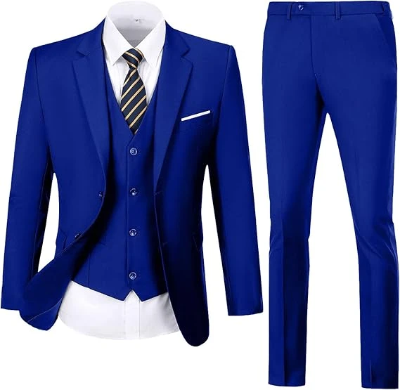 Mens Suit Solid Two Button Slim Fit Suit Set for Wedding Formal Business Suit Me