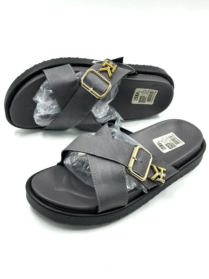 Men's cross-strap leather Slippers