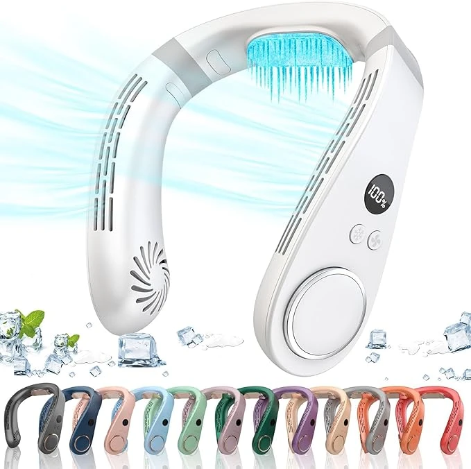 Neck Air Conditioner,5500mAh Neck Fan Rechargeable Battery Operated Metal Coolin