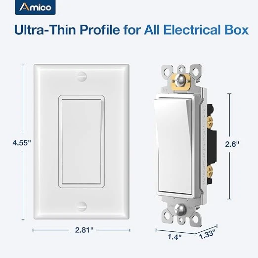 Amico 30 Pack Single Pole Light Switch with Wall P...