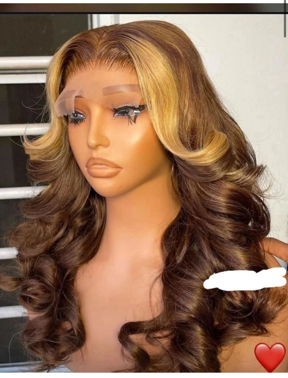 Honey Blonde Highlight Body Wave Wig 24inches