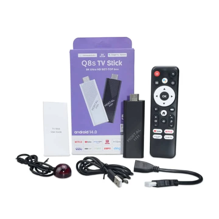 Q8S WI-FI 6 Android 14 TV STICK 2.4/5g dual wifi support 4K Vedio decode display