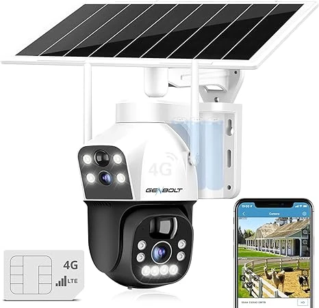 GENBOLT 3G/4G LTE Cellular Solar Security Camera Outdoor Wireless, 8W 15600mAh B