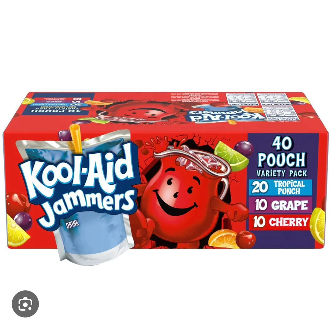 Kool-Aid Jammers Cherry, Grape, Tropical Punch & Strawberry Kiwi Flavored Juice 