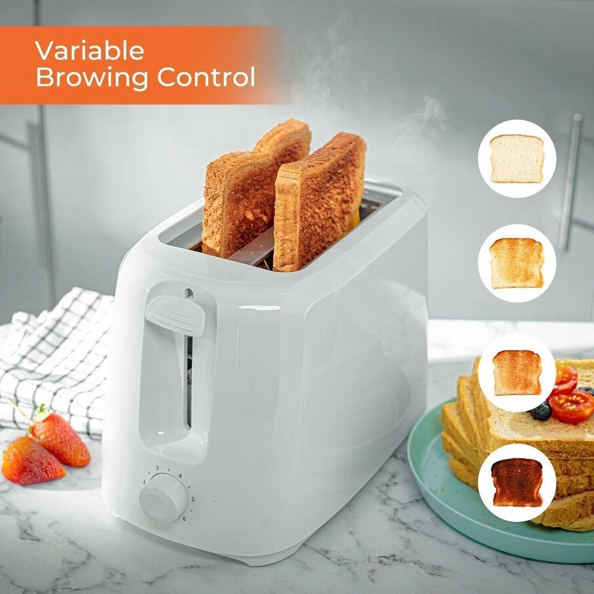2-Slice Bread Toaster with Variable Browning Contr...