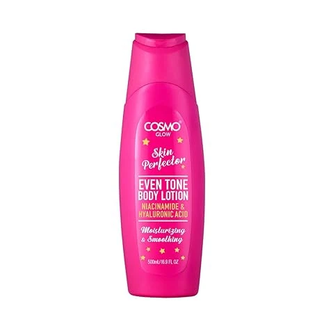 Cosmo Glow Skin Perfector Even Tone Body Lotion 500ml/16.9oz, Niacinamide, Hyaluronic Acid, Moisturizing, Smoothing, Skin Care, Body Treatment, Non Greasy Formula, Deeply Hydrating, For All Skin Types