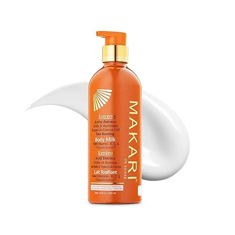 MAKARI Extreme Active Intense Carrot & Argan Oil Body Milk (16.8 oz) | Helps Unify and Illuminate | Tone-Enhancing Body Lotion with Vitamins E & C | Supports a More Even-Looking Complexion