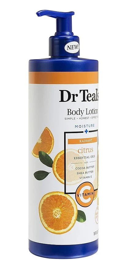 Dr Teal's Vitamin C & Citrus Body Lotion Gift Set (3 Pack, 18oz Ea.) - Glow & Radiance Formula - Essential Oils Blended with Pure Epsom Salt Nourish Skin & Helps Relieve the Mind of Stress