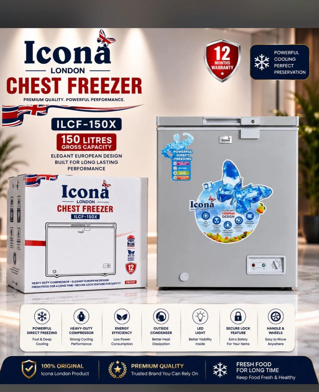 Icona London Chest Freezer ILCF-150X –